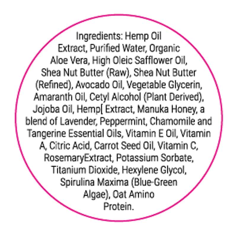 CBD Hemp Extract Muscle and Joint Pain Cream Menthol Free Ingredients